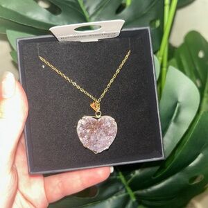 Rainbow Amethyst gold heartshape necklace authentic crystal new age spiritual